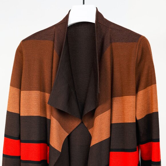 Akris PF/13 Reversible Brown Striped Cashmere & Silk Cardigan - Picture 5 of 12